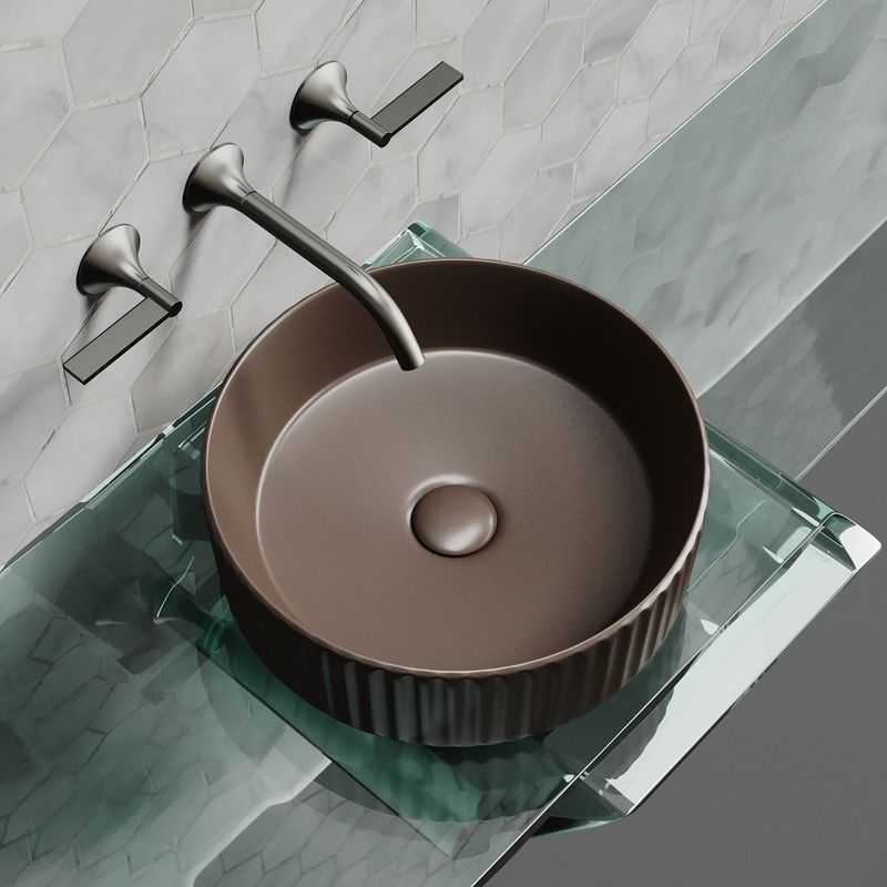 Раковина накладная Ceramicanova Element CN6057MDB 36x36x11.5 (коричневый матовый), без донного клапана