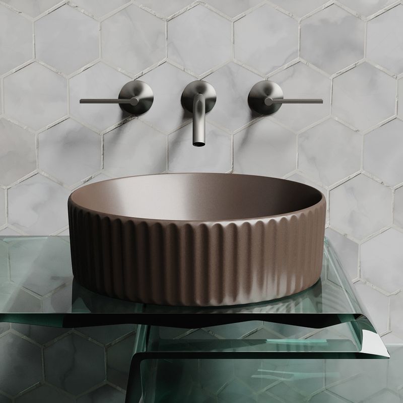 Раковина накладная Ceramicanova Element CN6057MDB 36x36x11.5 (коричневый матовый), без донного клапана