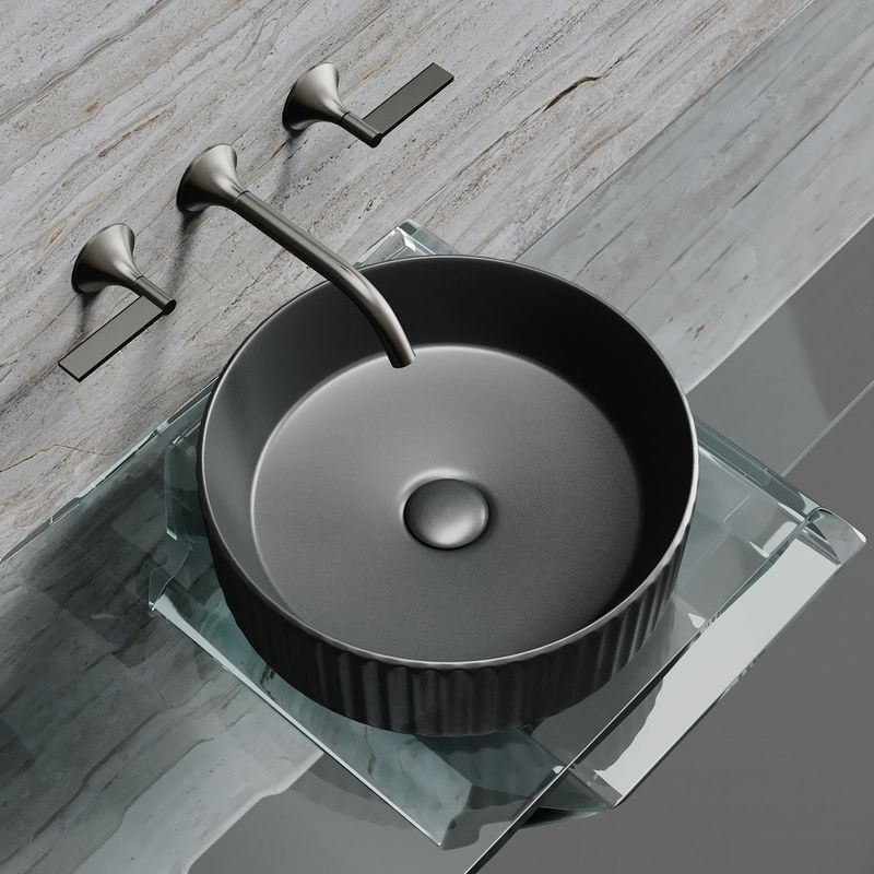 Раковина накладная Ceramicanova Element CN6057MDH 36x36x11.5 (темный антрацит матовый), без донного клапана