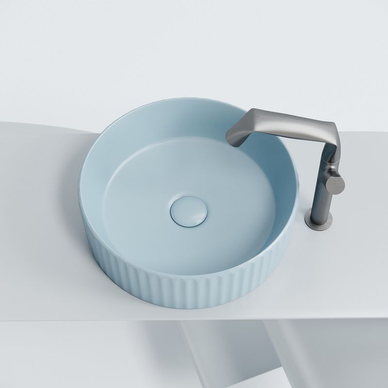 Раковина накладная Ceramicanova Element CN6057ML 36x36x11.5 (голубой матовый), без донного клапана