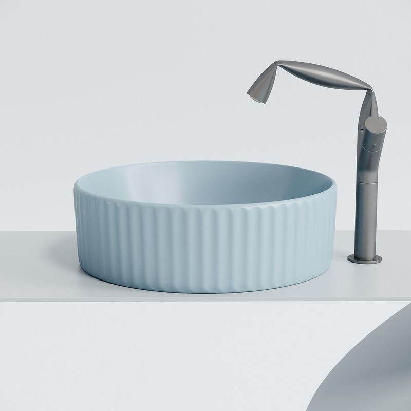 Раковина накладная Ceramicanova Element CN6057ML 36x36x11.5 (голубой матовый), без донного клапана