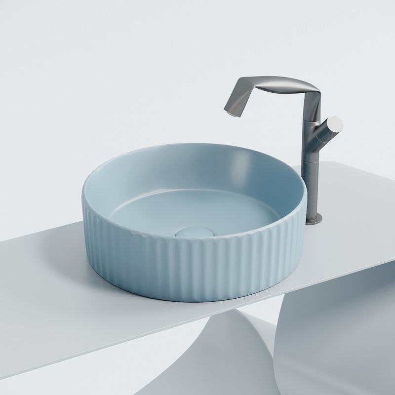 Раковина накладная Ceramicanova Element CN6057ML 36x36x11.5 (голубой матовый), без донного клапана
