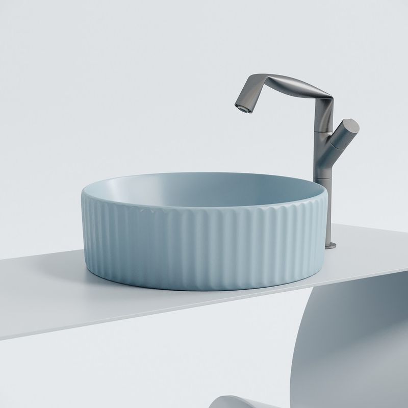 Раковина накладная Ceramicanova Element CN6057ML 36x36x11.5 (голубой матовый), без донного клапана