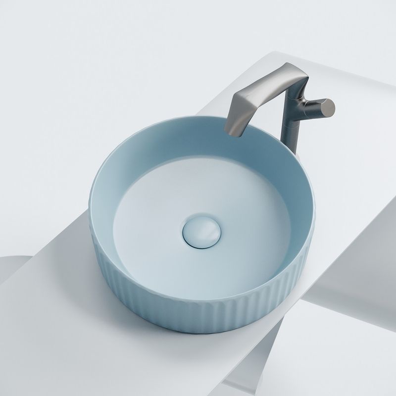 Раковина накладная Ceramicanova Element CN6057ML 36x36x11.5 (голубой матовый), без донного клапана
