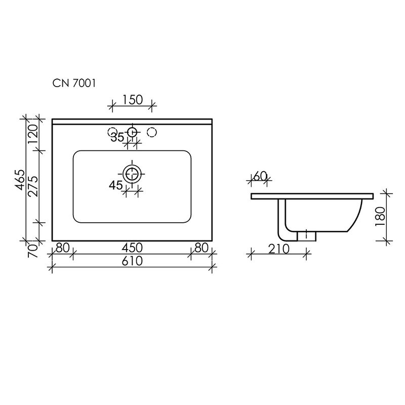 Раковина накладная Ceramica Nova Element CN7001MB 61x46.5 (черный матовый), без донного клапана