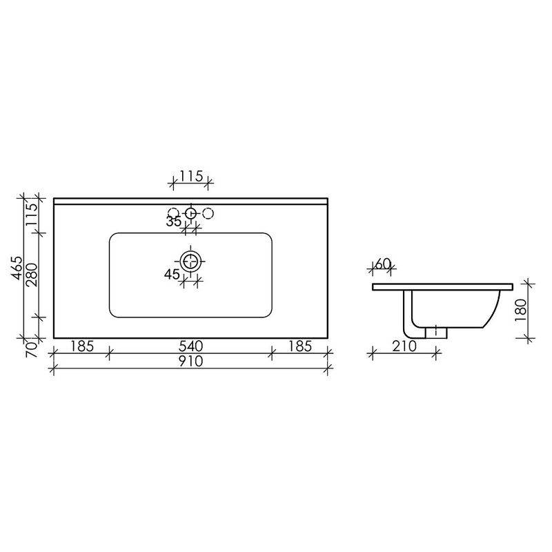 Раковина накладная Ceramica Nova Element CN7002 91x46.5 (белый), без донного клапана