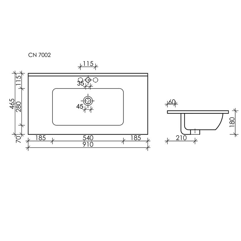 Раковина накладная Ceramica Nova Element CN7002MB 91x46.5 (черный матовый), без донного клапана