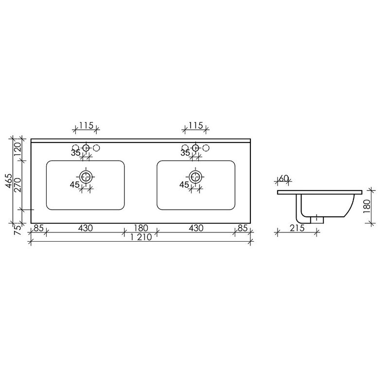 Раковина накладная Ceramica Nova Element CN7004 121x46.5 (белый), без донного клапана
