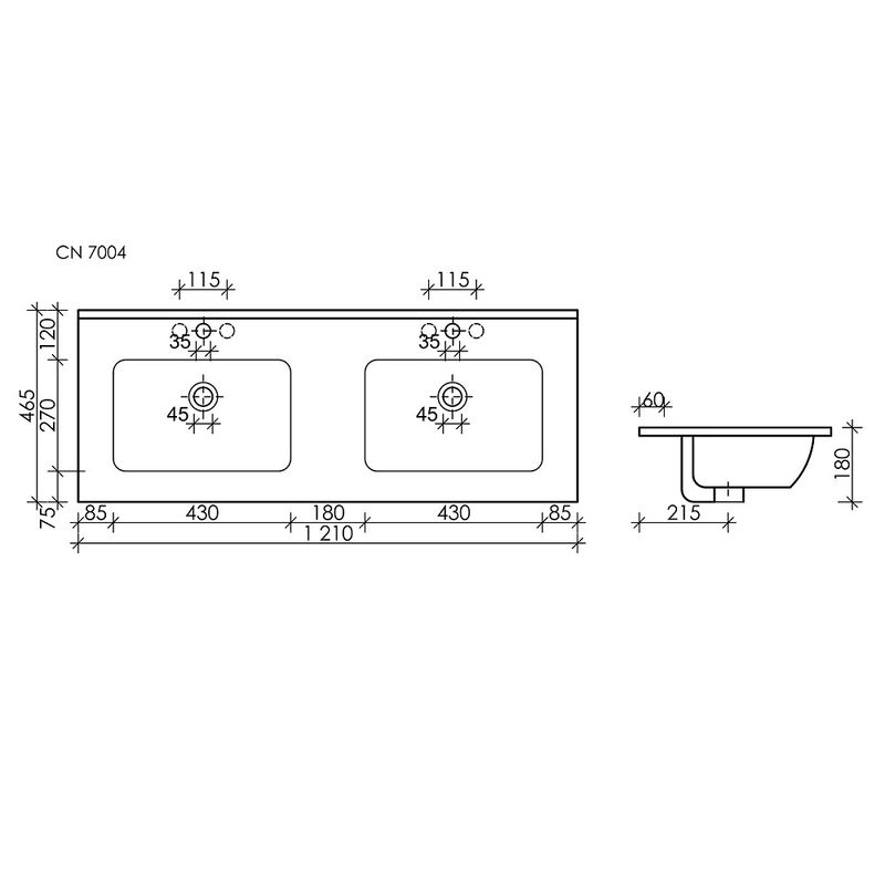 Раковина накладная Ceramica Nova Element CN7004MB 121x46.5 (черный матовый), без донного клапана