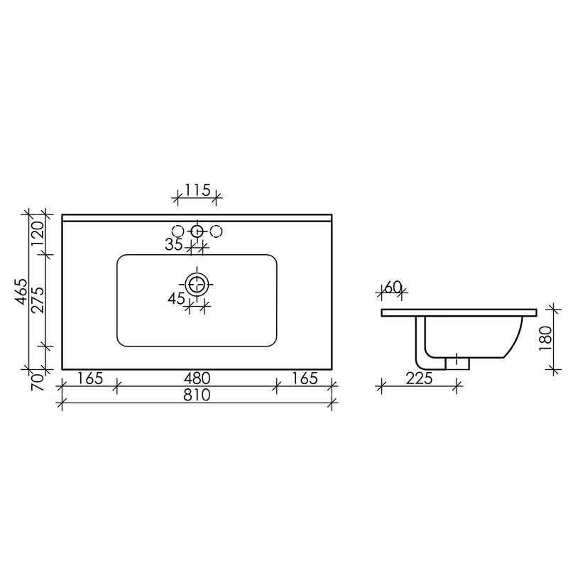Раковина накладная Ceramica Nova Element CN7005 81x46.5 (белый), без донного клапана