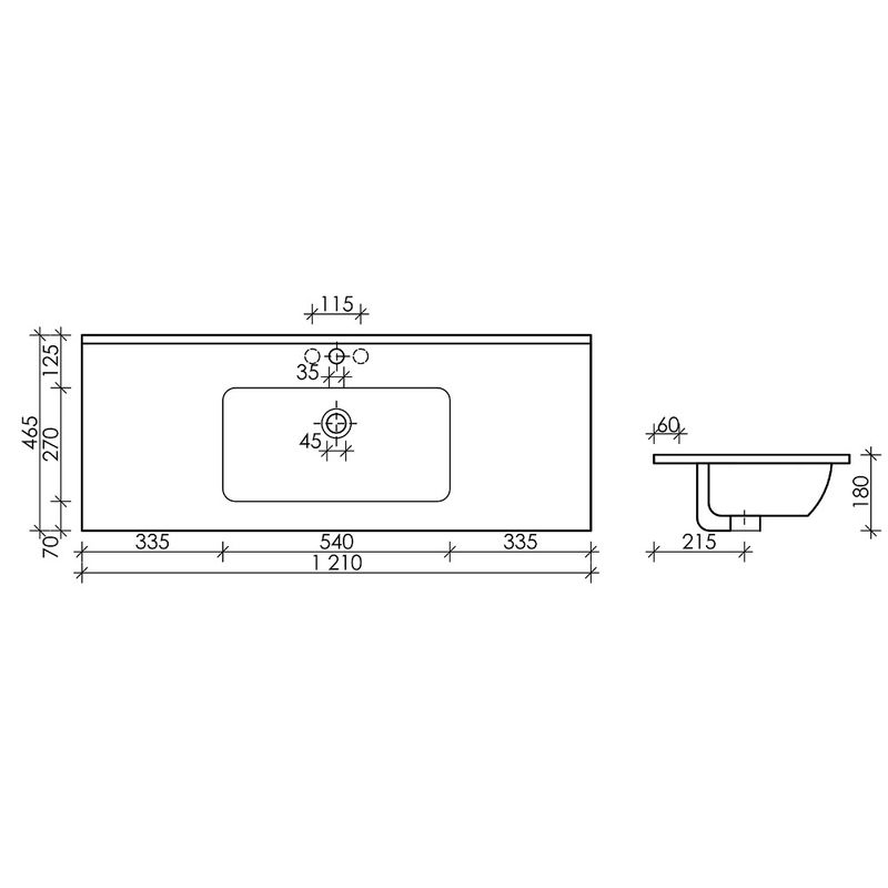 Раковина накладная Ceramica Nova Element CN7006 121x46.5 (белый), без донного клапана
