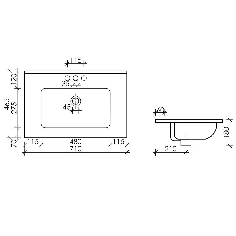 Раковина накладная Ceramica Nova Element CN7007MB 71x46.5 (черный матовый), без донного клапана