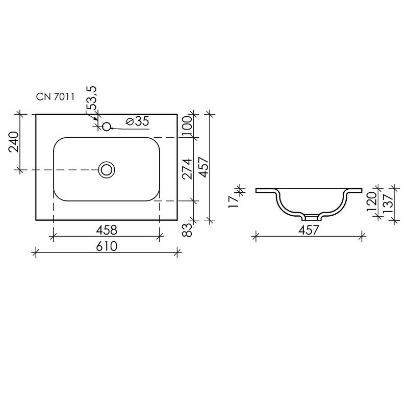 Раковина накладная Ceramica Nova Element CN7011 62x47 (белый глянцевый), без донного клапана