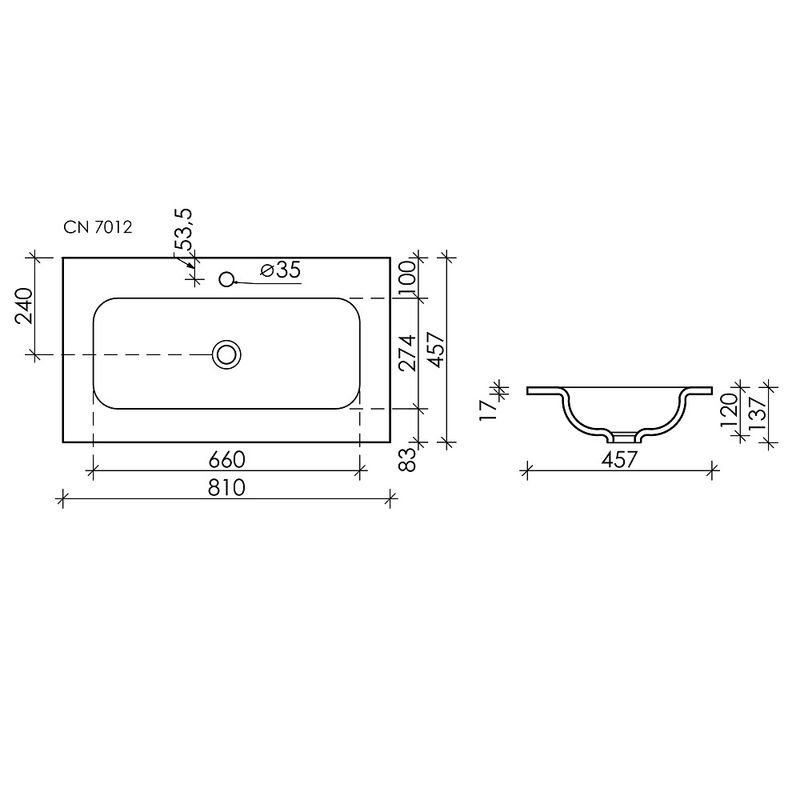 Раковина накладная Ceramica Nova Element CN7012 81x45.7 (белый глянцевый), без донного клапана