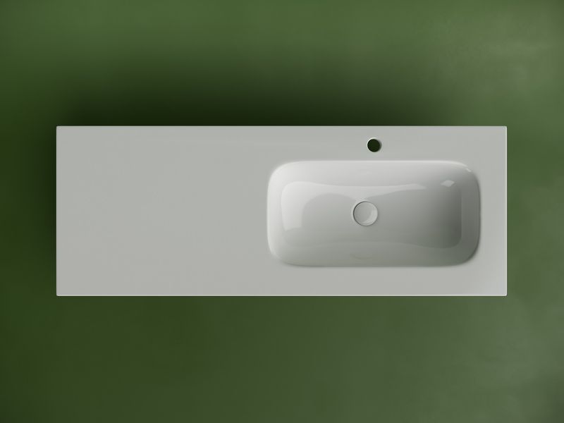 Раковина накладная Ceramica Nova Грация (Grace) CN7021 121x45.7 (белый глянцевый), чаша справа
