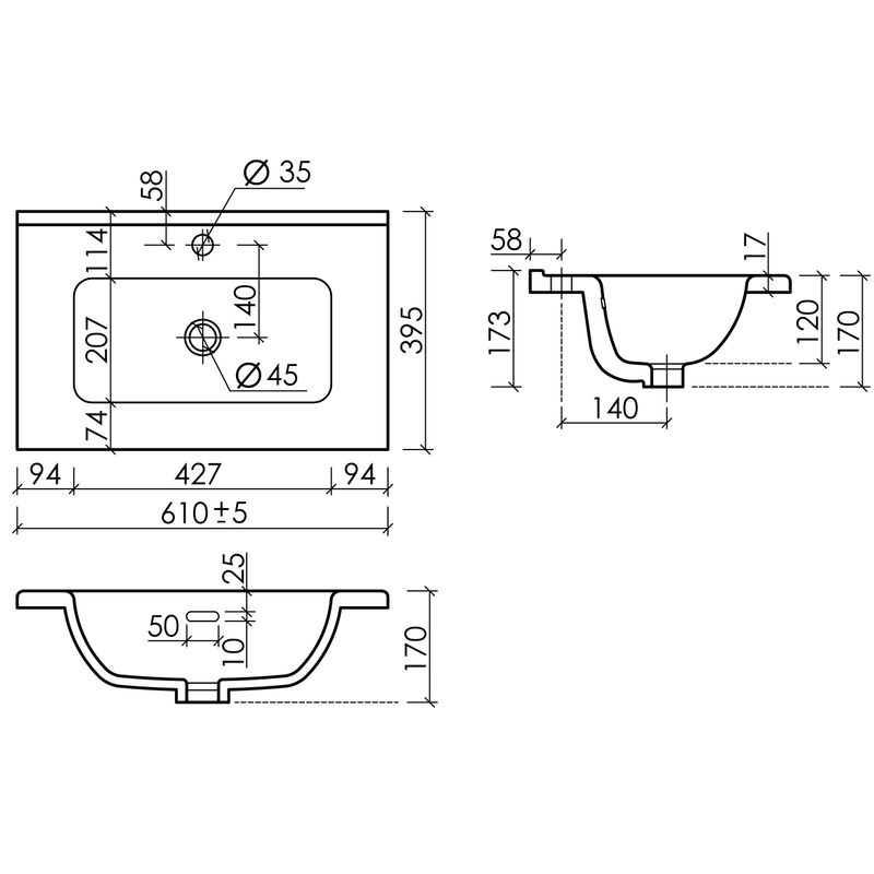 Раковина накладная Ceramicanova Compact (Компакт) CN7025 61x39.5x17 (белый глянцевый)