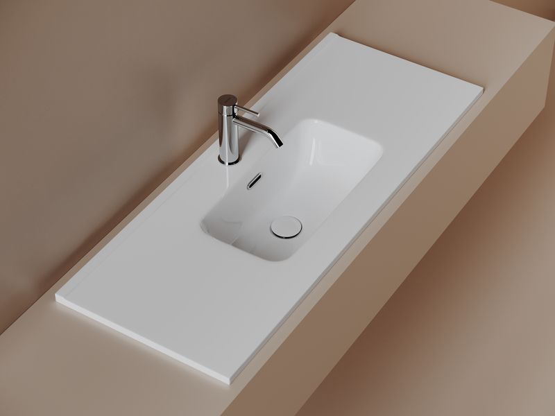Раковина накладная Ceramicanova Compact (Компакт) CN7027 101x39.5x17.5 (белый глянцевый)