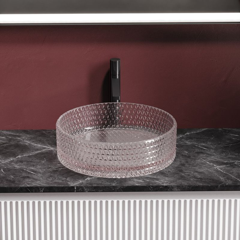 Раковина накладная Ceramicanova Cristal CN6061 36x36x11.2 (розовый), без донного клапана