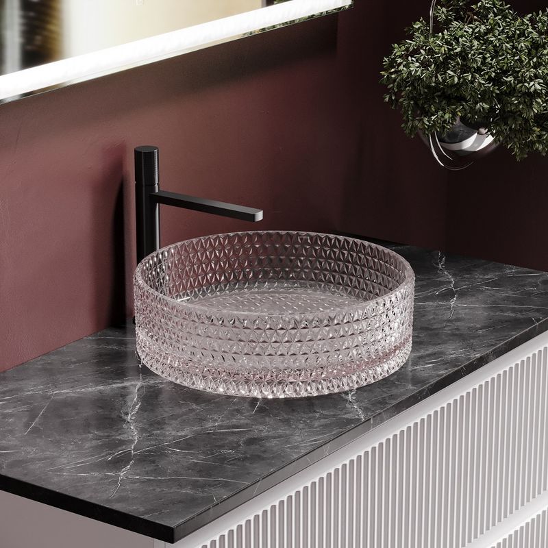 Раковина накладная Ceramicanova Cristal CN6061 36x36x11.2 (розовый), без донного клапана