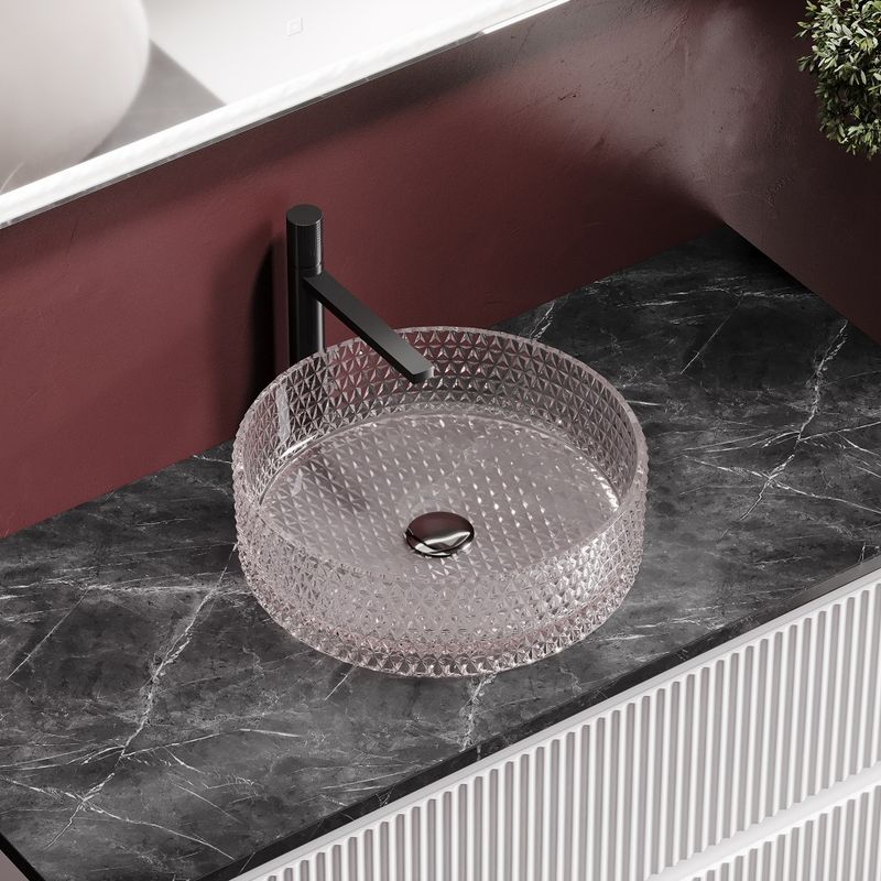 Раковина накладная Ceramicanova Cristal CN6061 36x36x11.2 (розовый), без донного клапана