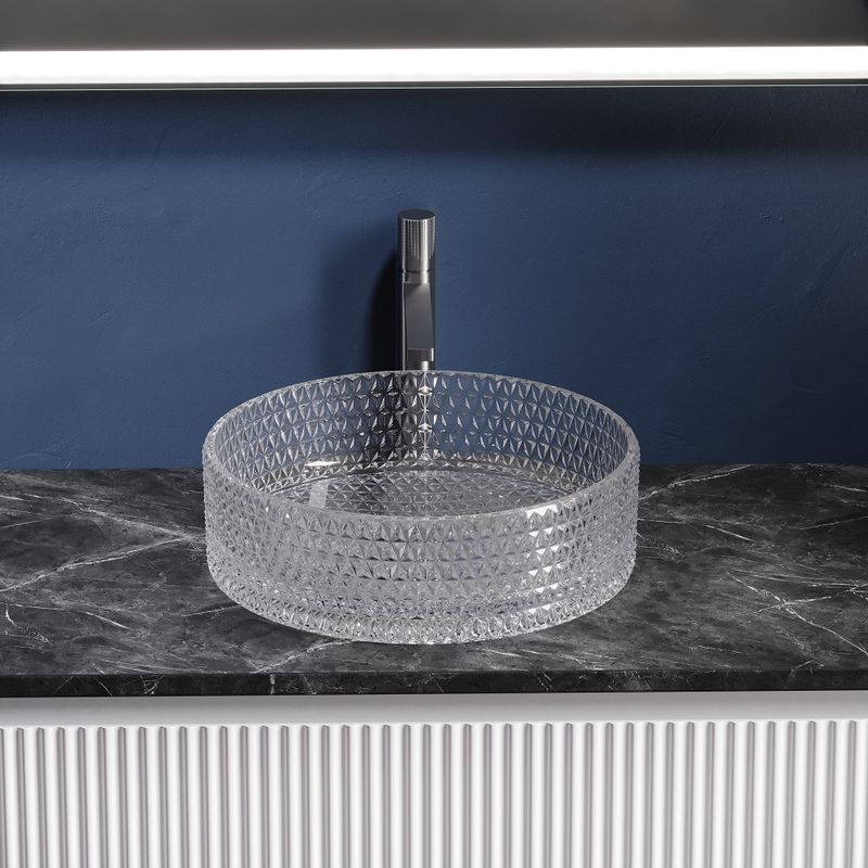 Раковина накладная Ceramicanova Cristal CN6062 36x36x11.2 (прозрачный), без донного клапана