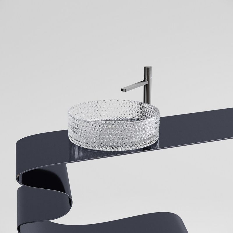 Раковина накладная Ceramicanova Cristal CN6062 36x36x11.2 (прозрачный), без донного клапана