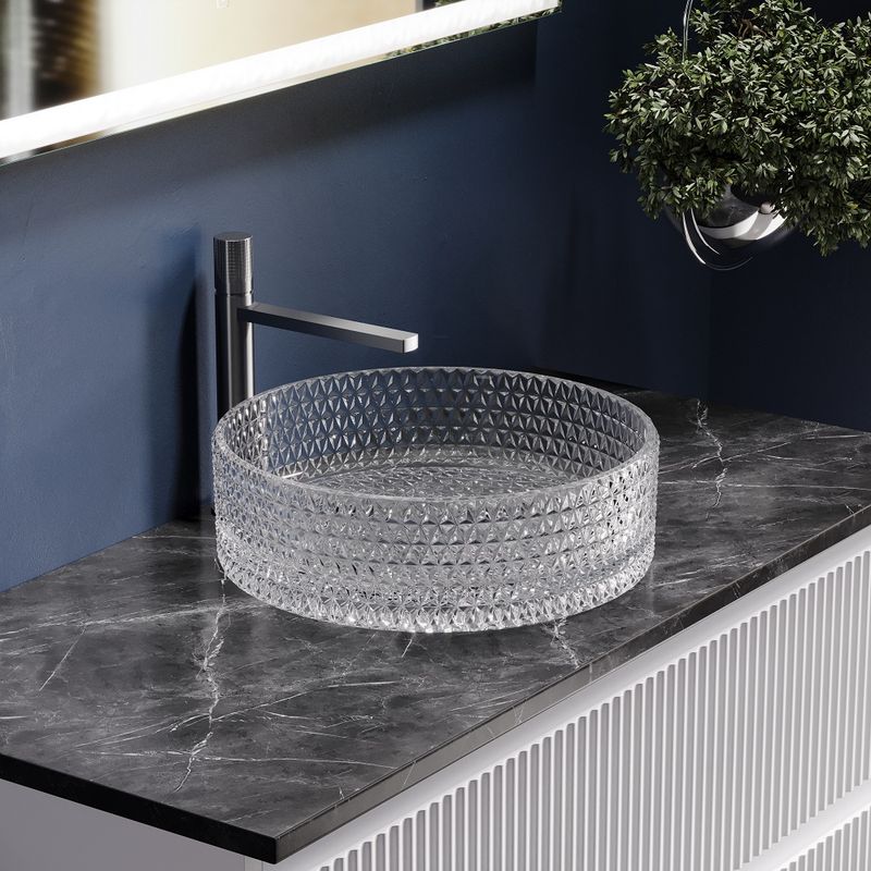 Раковина накладная Ceramicanova Cristal CN6062 36x36x11.2 (прозрачный), без донного клапана