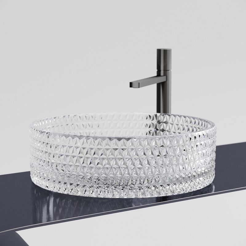 Раковина накладная Ceramicanova Cristal CN6062 36x36x11.2 (прозрачный), без донного клапана