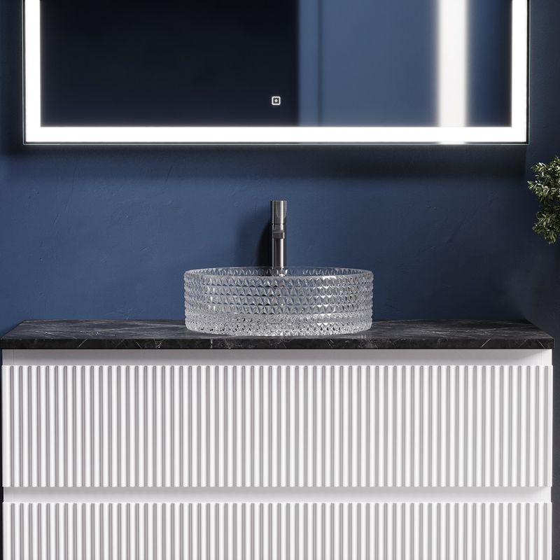 Раковина накладная Ceramicanova Cristal CN6062 36x36x11.2 (прозрачный), без донного клапана
