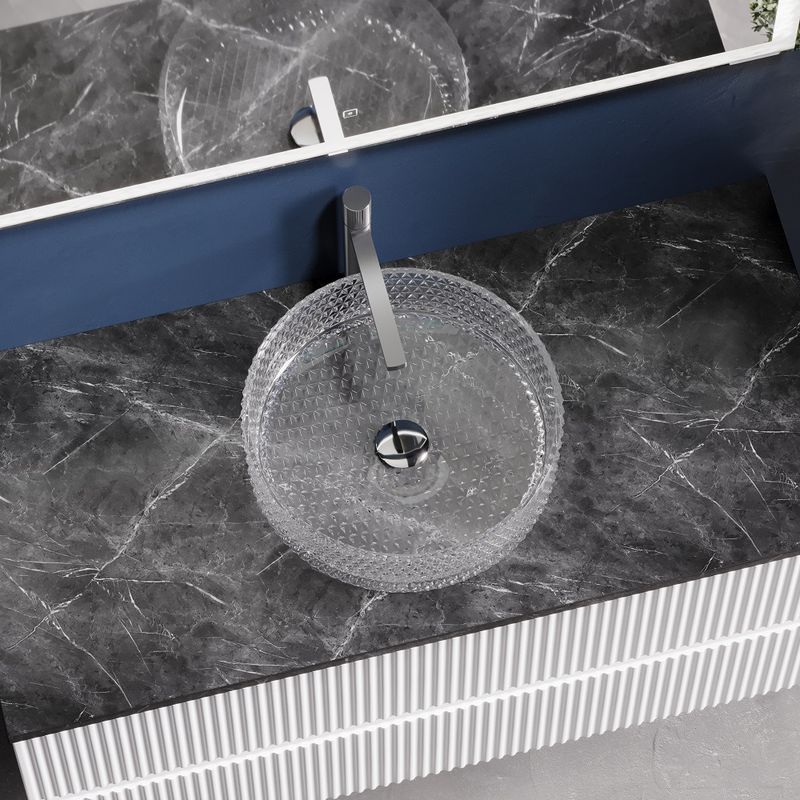 Раковина накладная Ceramicanova Cristal CN6062 36x36x11.2 (прозрачный), без донного клапана