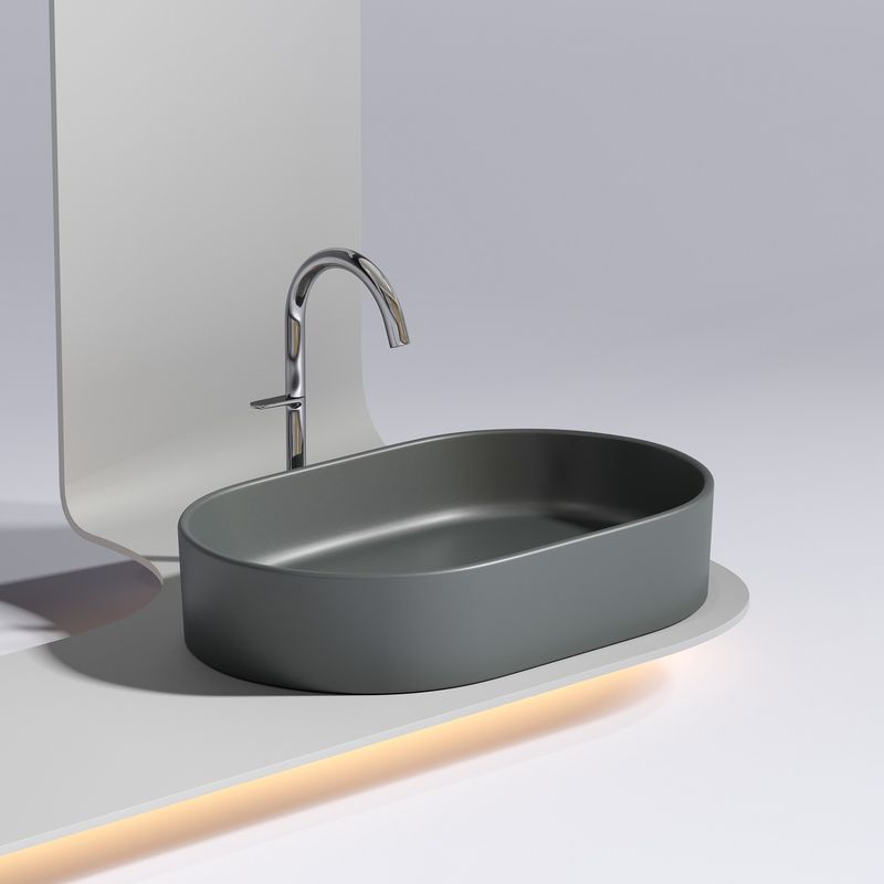Раковина накладная Ceramicanova Element CN6048MDH 60x38x12.2 (темный антрацит матовый), без донного клапана