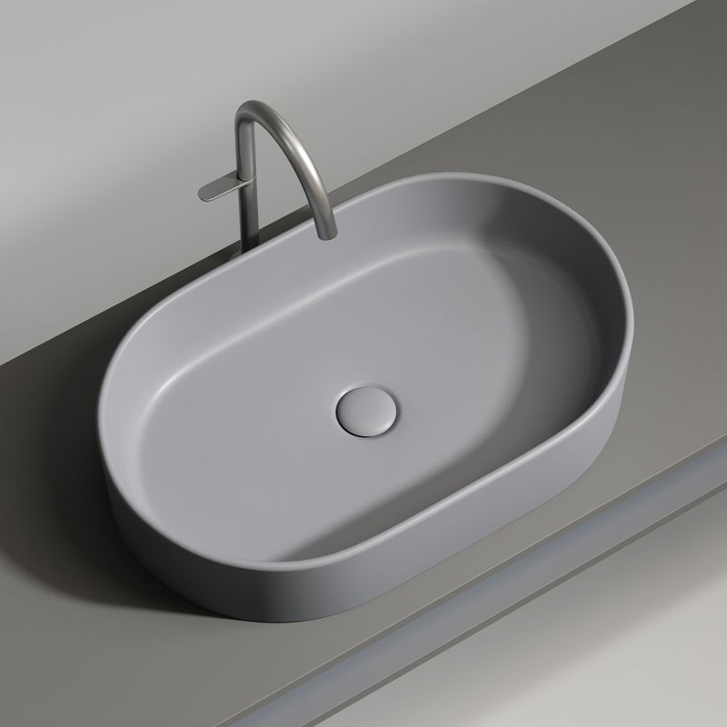 Раковина накладная Ceramicanova Element CN6048MH 60x38x12.2 (антрацит матовый), без донного клапана