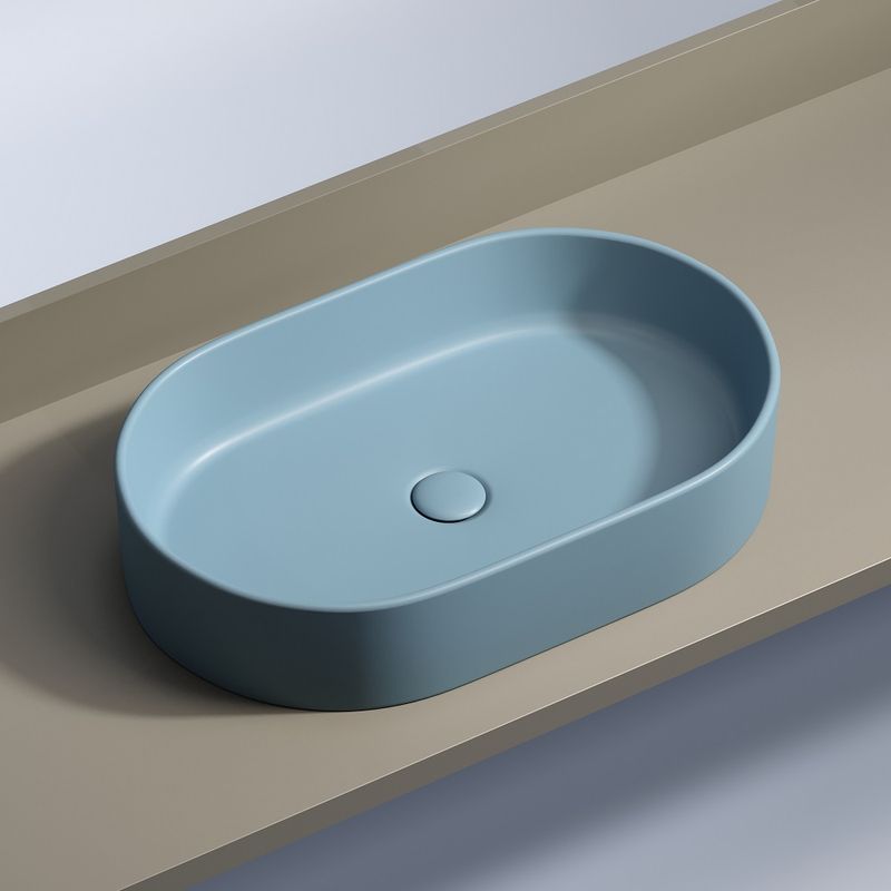 Раковина накладная Ceramicanova Element CN6048ML 60x38x12.2 (голубой матовый), без донного клапана