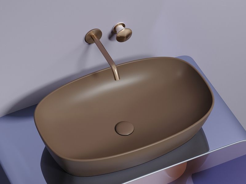 Раковина накладная Ceramicanova Element CN6049MDB 60x38x13.8 (темно-коричневый матовый), без донного клапана