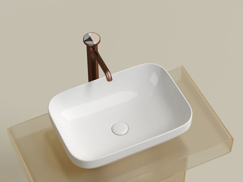 Раковина накладная Ceramicanova Element CN6055 50x35.9x14.5 (белый глянцевый), без донного клапана