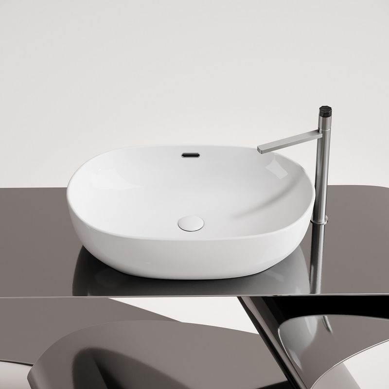 Раковина накладная Ceramicanova Element CN6064 61x42x15.5 (белый), со сливом-переливом