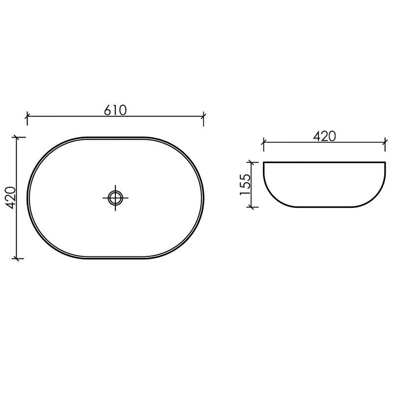 Раковина накладная Ceramicanova Element CN6064 61x42x15.5 (белый), со сливом-переливом