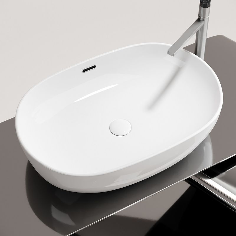 Раковина накладная Ceramicanova Element CN6064 61x42x15.5 (белый), со сливом-переливом