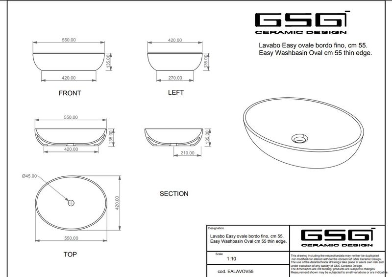 Раковина накладная GSG Easy EALAVOV55020 55x42 (серый матовый)
