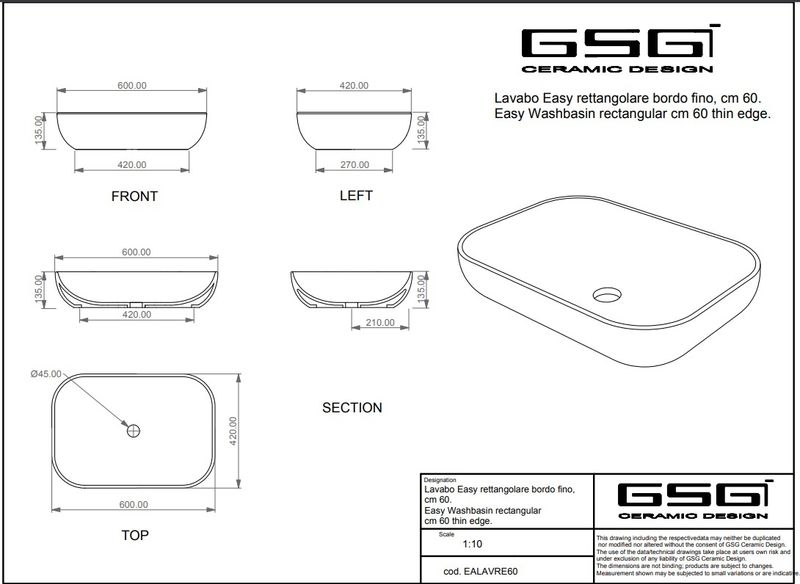 Раковина накладная GSG Easy EALAVRE60000 60x42 (белый глянцевый)