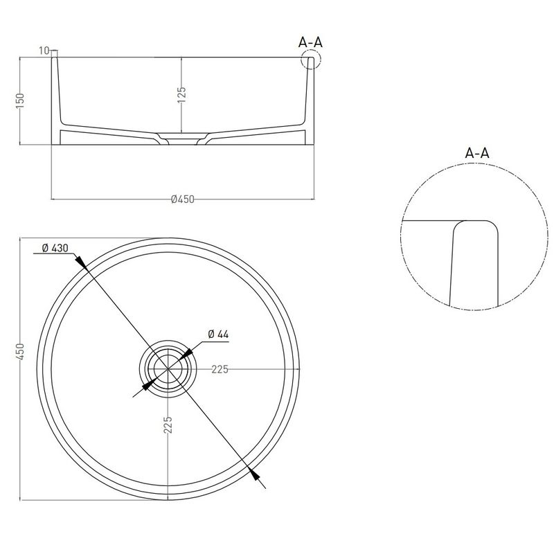 Раковина накладная Salini S-Sense Armonia 02 45x45x15 130112GF (покраска полностью), без донного клапана