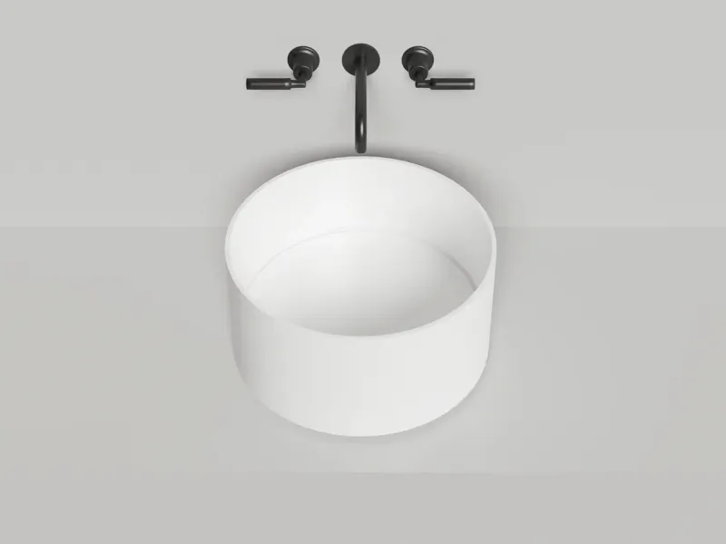 Раковина накладная Salini S-Sense Armonia Round 02 45x45x25 130412G (белый глянцевый), накладка в комплекте
