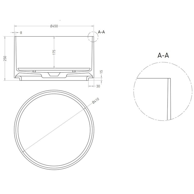 Раковина накладная Salini S-Stone Armonia Round 02 45x45x25 130422MF (покраска полностью), накладка в комплекте