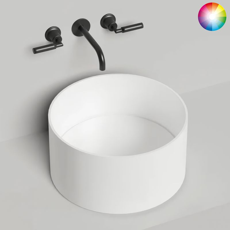 Раковина накладная Salini S-Stone Armonia Round 02 45x45x25 130422MRH (белый матовый внутри, покраска снаружи), накладка в комплекте