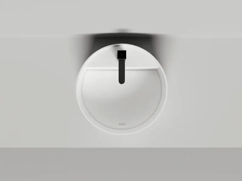 Раковина накладная Salini S-Sense Armonia Round Top 02 45x45x25 130412TG (белый глянцевый), накладка в комплекте, с полочкой