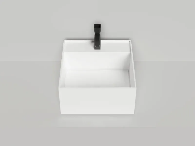 Раковина накладная Salini S-Stone Armonia Square 02 45x45x25 130522TM (белый матовый), накладка в комплекте, с полочкой
