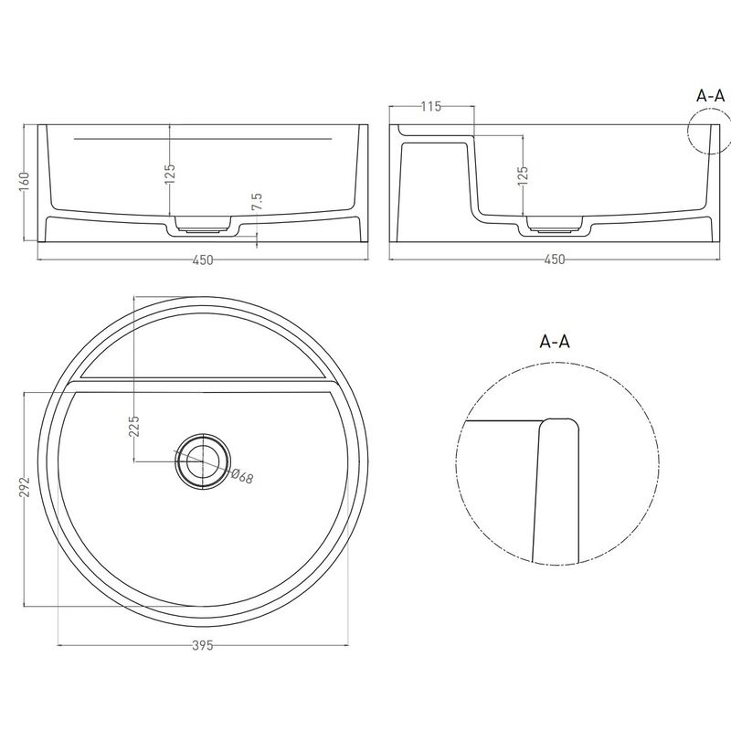 Раковина накладная Salini S-Stone Armonia Top 02 45x45x16 130126MF (покраска полностью), без отверстия под смеситель