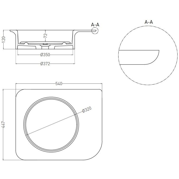 Раковина накладная Salini S-Stone Ninfea 02 110521MF 54x44.7x12 (покраска полностью), донный клапан, сифон, накладка