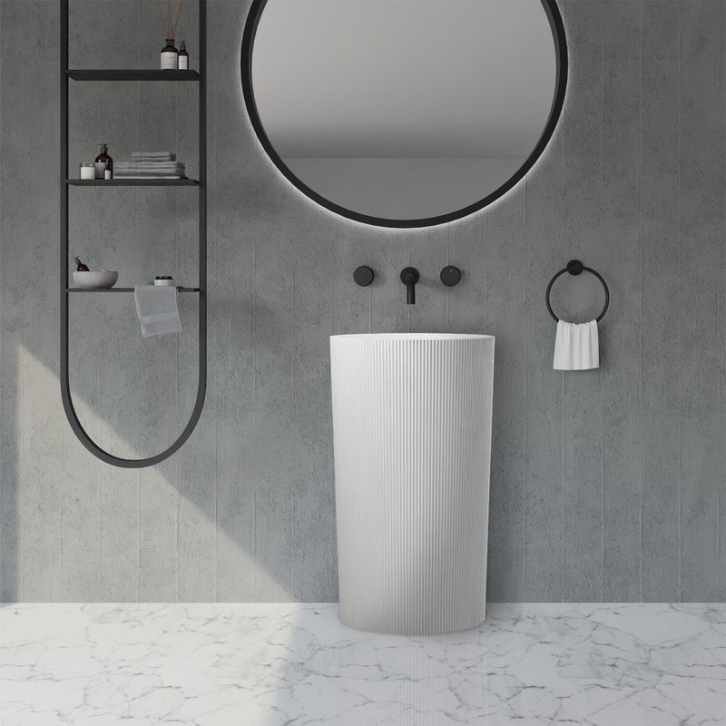 Раковина напольная Abber Stein AS2501-H 50x50x85 (белый матовый), с отверстием для монтажа, искусственный камень