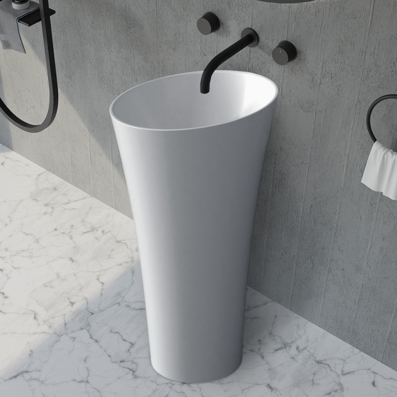 Раковина напольная Abber Stein AS2509-H 50x50x90(белый матовый), с отверстием для монтажа, искусственный камень
